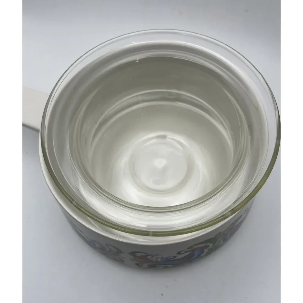 Vtg Villeroy & Boch Rooster Design Fondue Pot With Glass Insert & Lid Porcelain